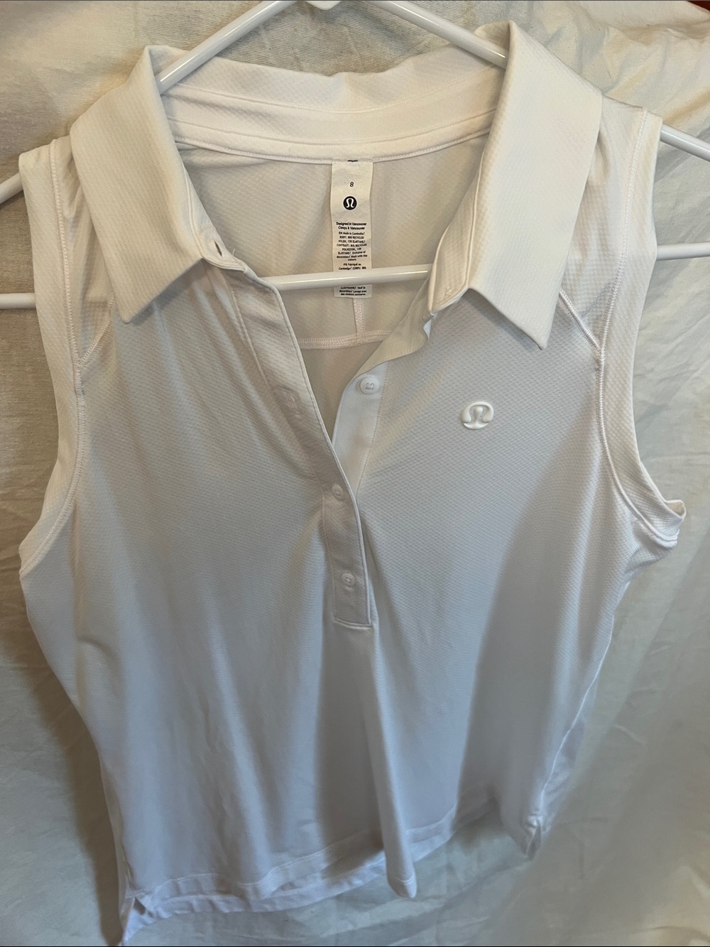 lululemon athletica White Sleeveless Polo Tank Top